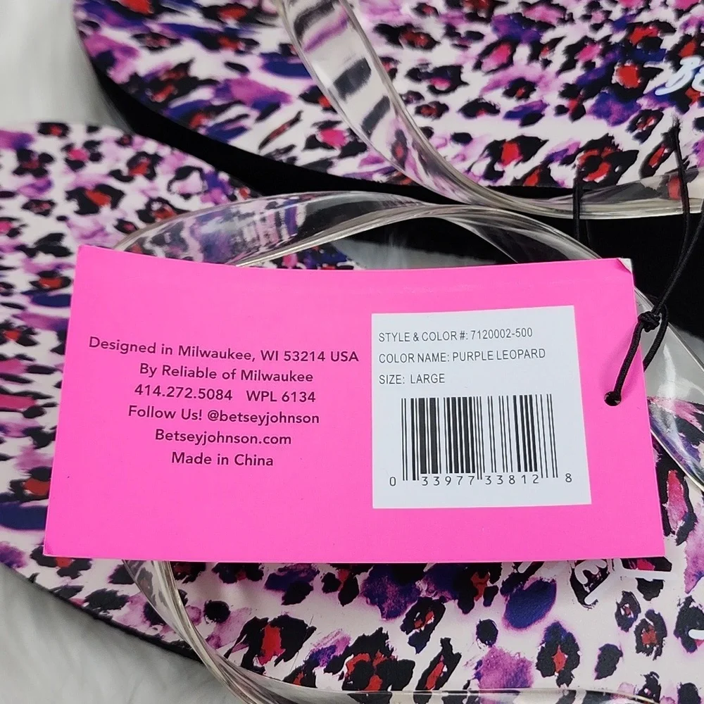 Betsey Johnson Leopard Print Wedge Platform Sandals with Clear Straps